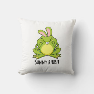 Bunny Ribbit Funny Rabbit Frog Pun  Cushion