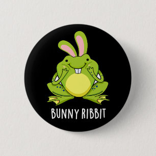Bunny Ribbit Funny Rabbit Frog Pun Dark BG 6 Cm Round Badge
