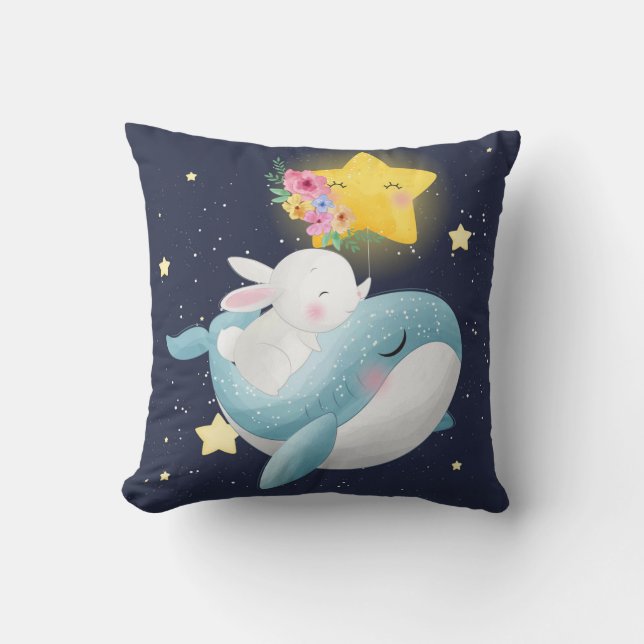 Bunny Riding A Whale Cushion (Front)