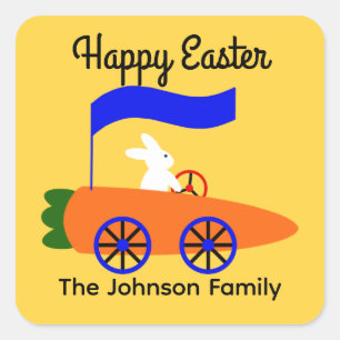 Bunny Riding Carrot Car #1 Stickers