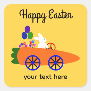 Bunny Riding Carrot Car #2-2 Stickers