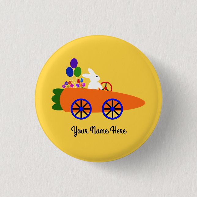 Bunny Riding Carrot Car #2 Button (Front)