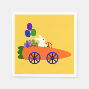 Bunny Riding Carrot Car #3 Napkins