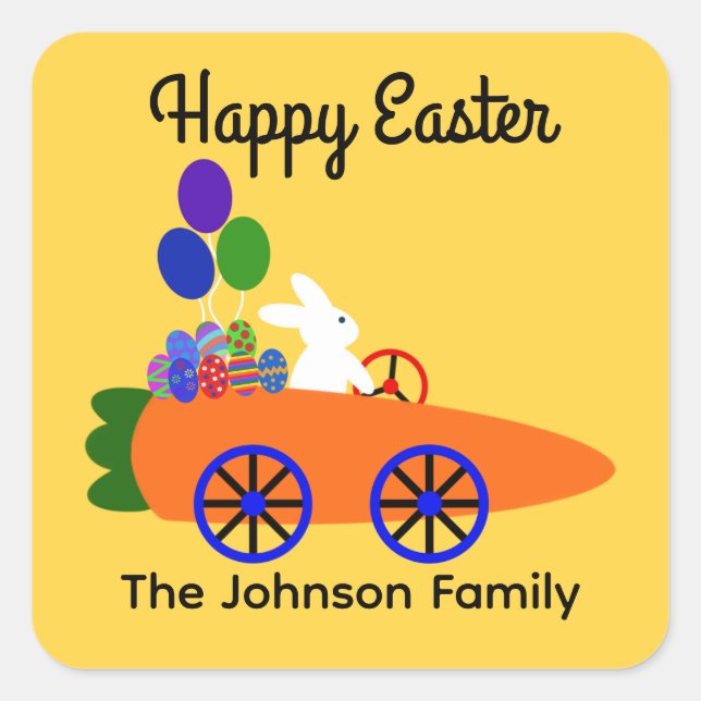 Bunny Riding Carrot Car #3 Stickers (Front)