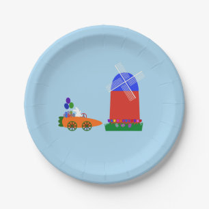 Bunny Riding Carrot Car #4 Paper Plates