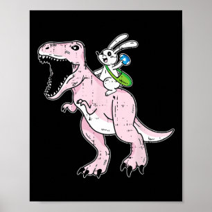 Bunny Riding Dinosaur Easter Egg Hunting Rabbit Sp Poster
