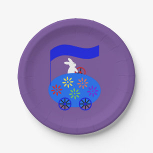 Bunny Riding Egg Car #1 Paper Plates