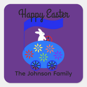 Bunny Riding Egg Car #1 Stickers