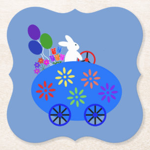Bunny Riding Egg Car #2 Paper Coaster