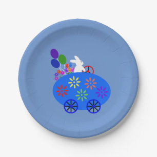 Bunny Riding Egg Car #2 Paper Plates