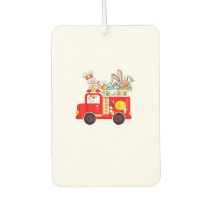 Bunny Riding Firetruck Easter Day Firefighter Happ Car Air Freshener