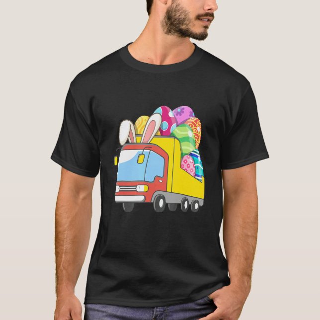 Bunny Riding Garbage Truck Easter Day Bunny Garbag T-Shirt (Front)