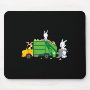Bunny Riding Garbage Truck Funny Easter Kids Boys Mouse Pad