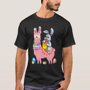 Bunny Riding Llama Egg Happy Easter Cute Animal Lo T-Shirt