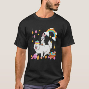 Bunny Riding Samoyed Easter Day Costume Owner Hunt T-Shirt