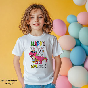 Bunny Riding T-Rex Dinosaur Happy Eastrawr Toddler T-Shirt
