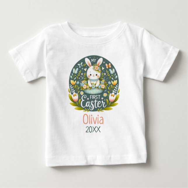 Bunny’s First Easter Celebration - Personalised Baby T-Shirt (Front)