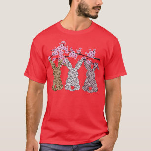 Bunny Sakura Floral Easter Bunnies Leopard Heart B T-Shirt
