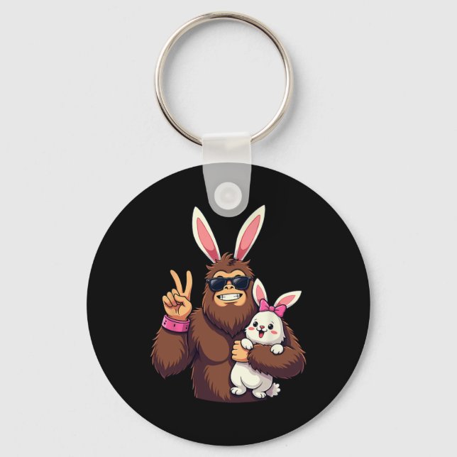 Bunny Sasquatch Bigfoot Sungles Easter  Key Ring (Front)