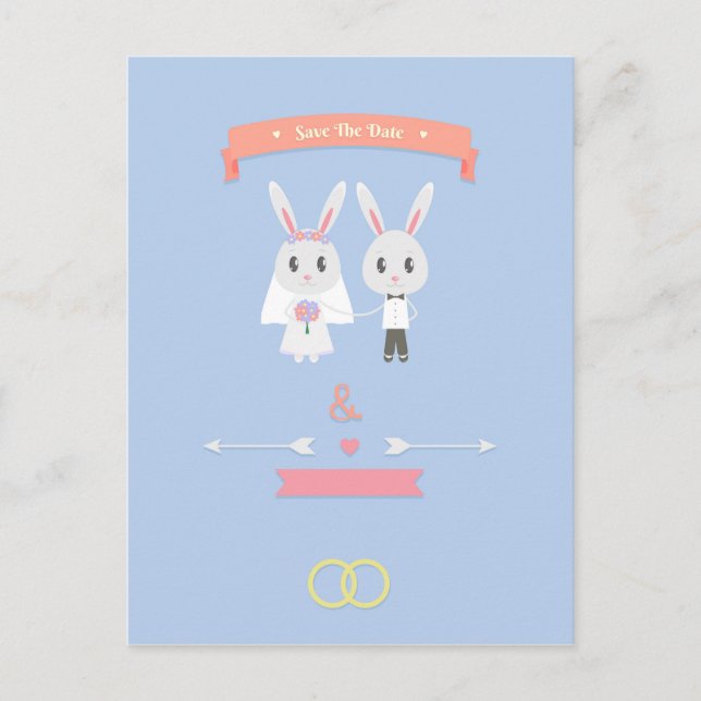 bunny save the date announcement postcard (Front)