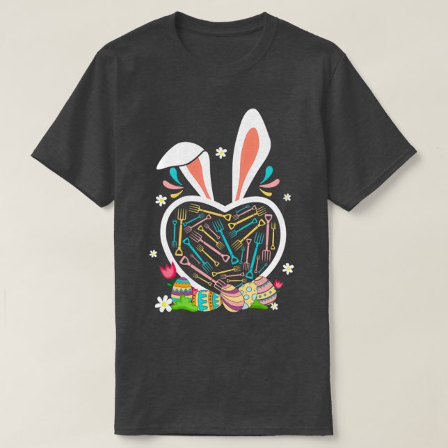 Bunny School Farmer Lover Student Teacher Easter D T-Shirt (Design Front)