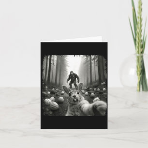 Bunny Selfie with Bigfoot Funny Easter Shirts Men Card