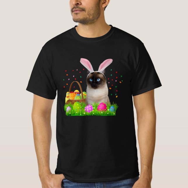 Bunny Siamese Cat Funny Easter Siamese Cat Lover G T-Shirt (Front)