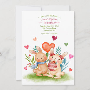 Bunny Siblings Invitation