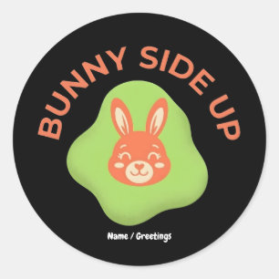 Bunny Side Up Retro Easter Egg Graphic Design Classic Round Sticker