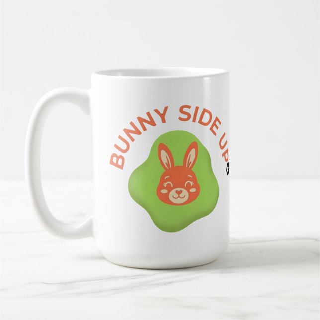 Bunny Side Up Retro Easter Egg Graphic Design  Coffee Mug (Left)