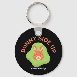 Bunny Side Up Retro Easter Egg Graphic Design  Key Ring