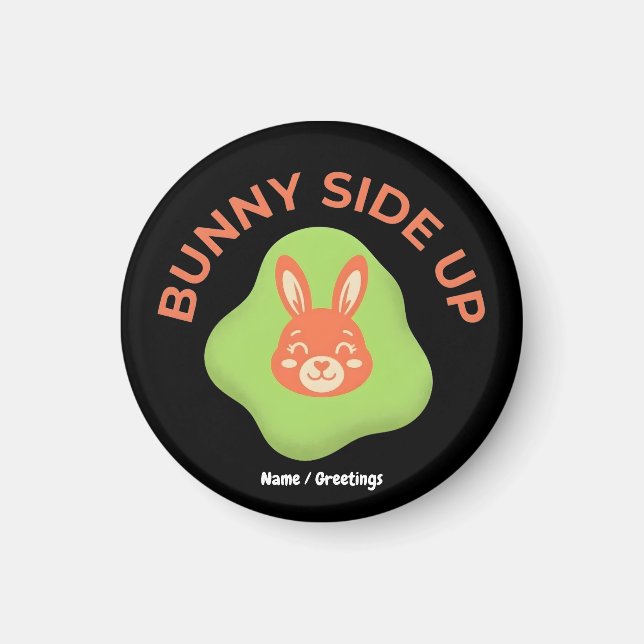 Bunny Side Up Retro Easter Egg Graphic Design  Magnet (Front)