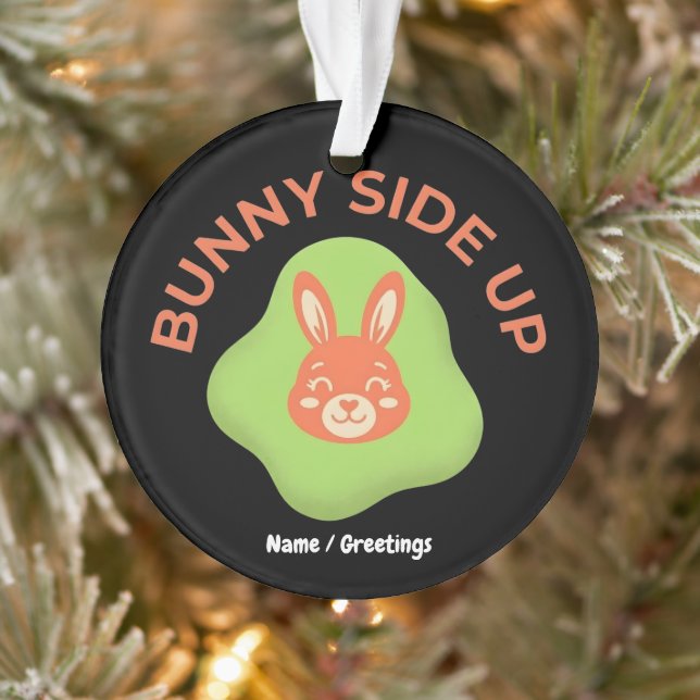 Bunny Side Up Retro Easter Egg Graphic Design  Ornament (Tree)