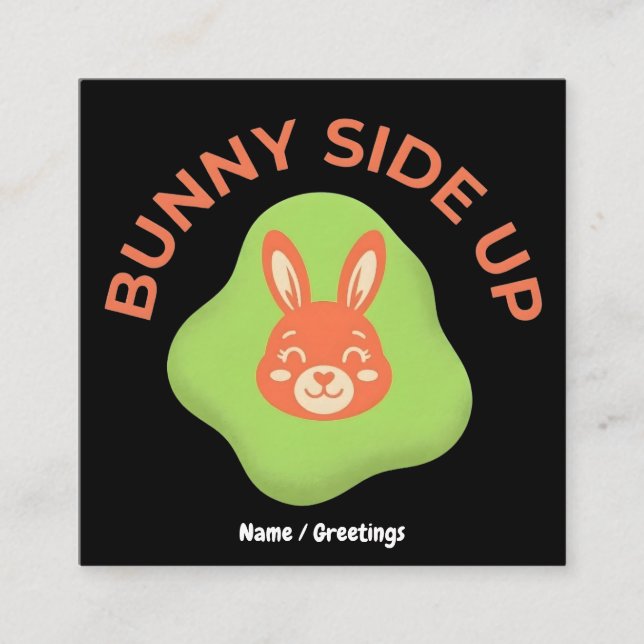 Bunny Side Up Retro Easter Egg Graphic Design  Square Business Card (Front)