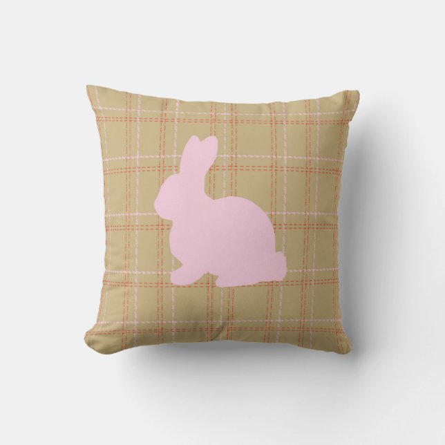 Bunny Silhouette Plaid Throw Pillow (Front)