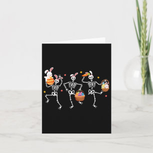 Bunny Skeleton Dancing Easter Basket Carrot Funny Card