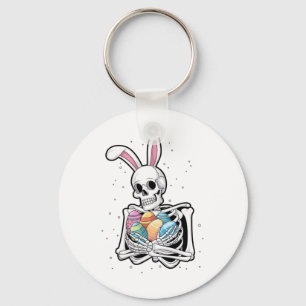 Bunny Skeleton Holding Easter Eggs Funny Easter Da Key Ring
