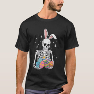 Bunny Skeleton Holding Easter Eggs Funny Easter Da T-Shirt