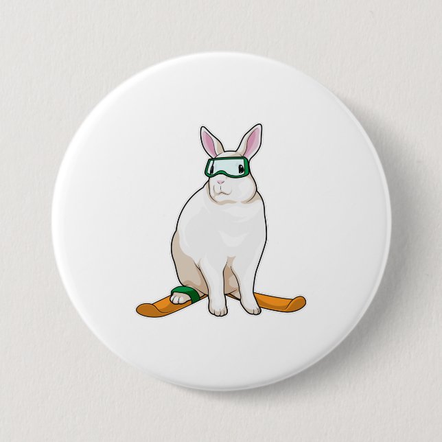 Bunny Skier Ski 7.5 Cm Round Badge (Front)