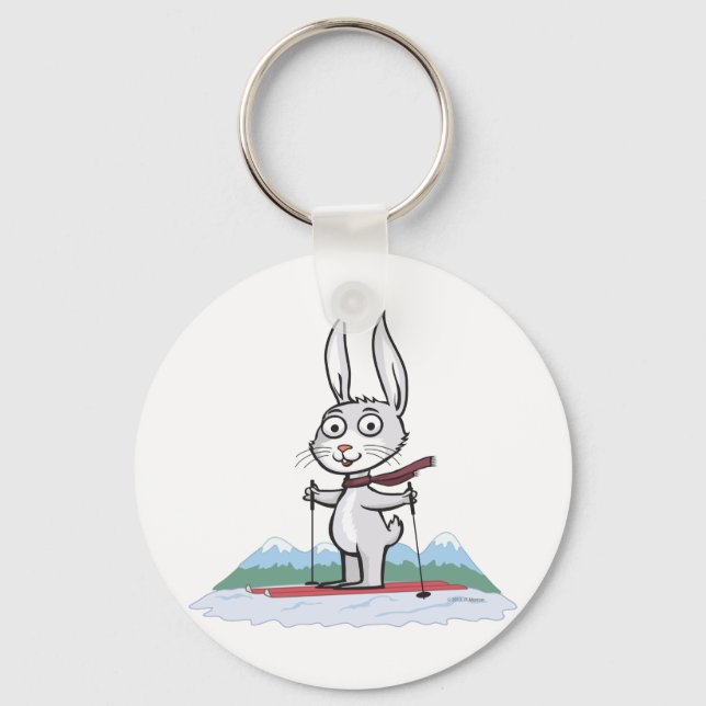 Bunny Skiing Key Ring (Front)