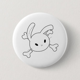 bunny skull 6 cm round badge