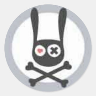 Bunny Skull and Crossbones with Heart and X Eye Classic Round Sticker