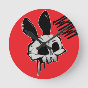 Bunny Skull Graphic Wall Clock