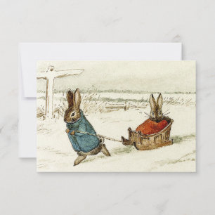 “Bunny Sleigh Ride” by Beatrix Potter Thank You Card