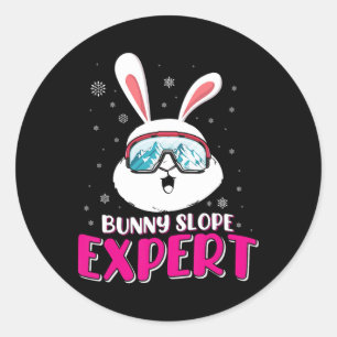 Bunny Slope Expert Skiing Women Ski Slope Ski Bunn Classic Round Sticker