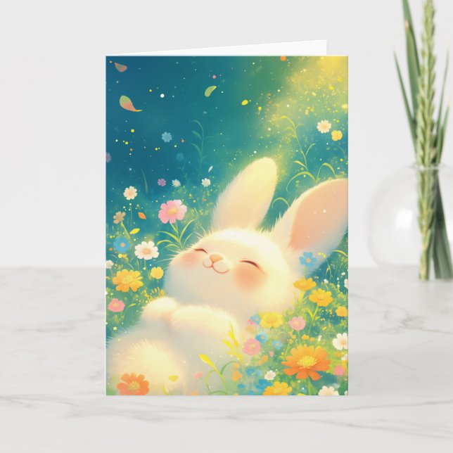 Bunny Slumber Among the Blossoms Card (Front)