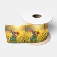 Bunny Sniffing a Yellow Sunflower
