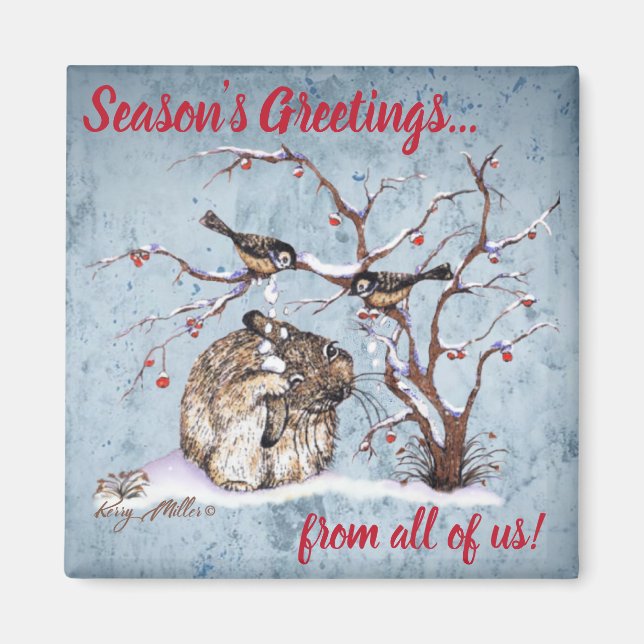 Bunny & Snow Birds Magnet (Front)