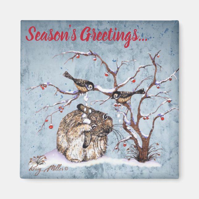 Bunny & Snow Birds Magnet (Front)