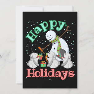 Bunny Snowman Christmas Holiday Animal Card